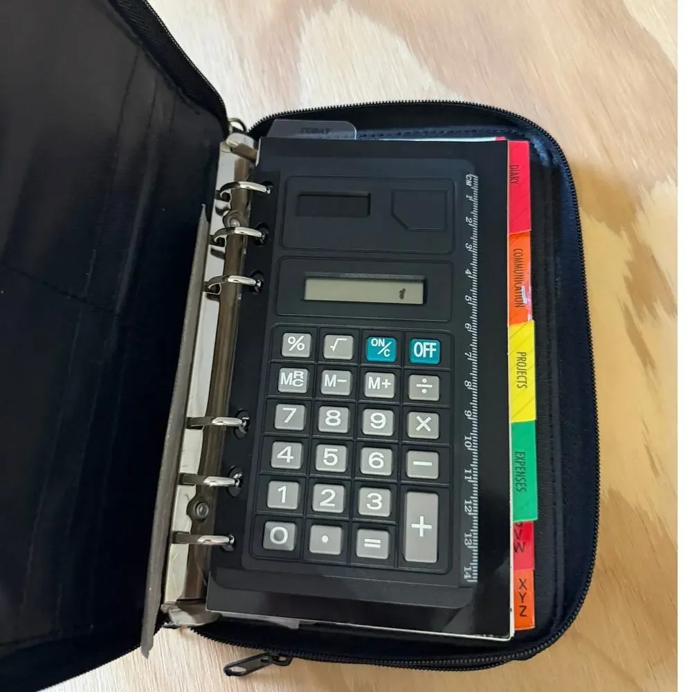 Vintage Compact Planner Organizer Address Book Black Schedule Agenda‎